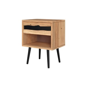 Table de chevet en bois d'acacia et métal, 1 tiroir et 1 niche - alabama