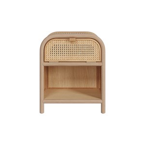 Table de chevet en bois massif, 1 porte et 1 niche - alata