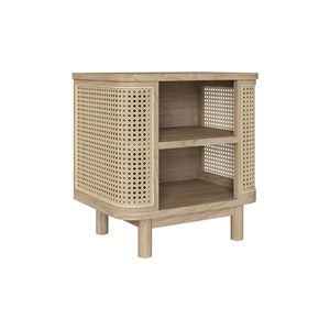 Table de chevet en bois massif et cannage - antik