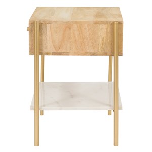 Table de chevet 1 tiroir en bois de manguier et marbre - doori