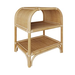 Table de chevet avec étagères en rotin - gaspy