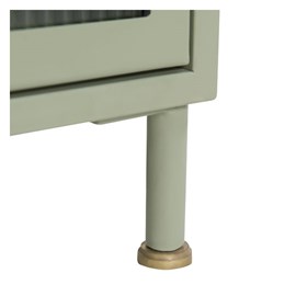 Table de chevet en verre, métal et bois 1 porte - marnie