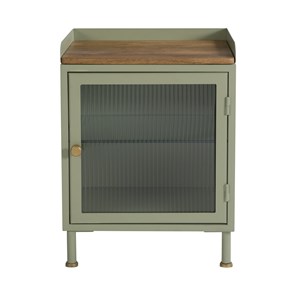 Table de chevet en verre, métal et bois 1 porte - marnie