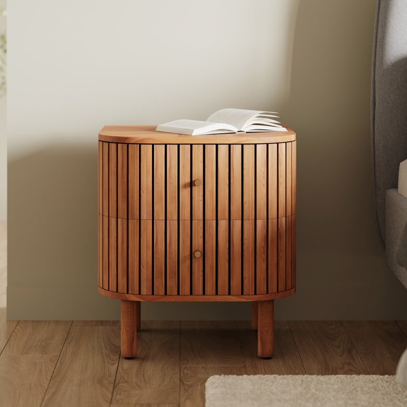 Table de chevet en bois d'acacia 2 tiroirs - paola