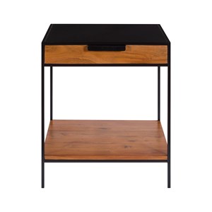 Table de chevet 1 tiroir en bois d'acacia et métal - salama