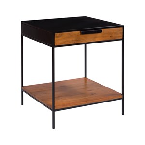 Table de chevet 1 tiroir en bois d'acacia et métal - salama
