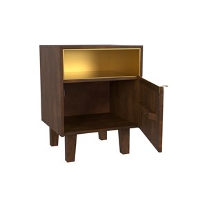 Table de chevet en bois et métal, 1 tiroir et 1 porte - taiko