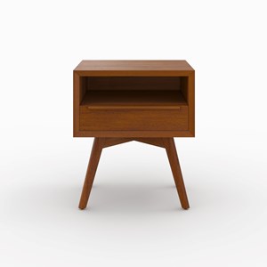 Table de chevet  en bois de teck, 1 niche et 1 tiroir - waya
