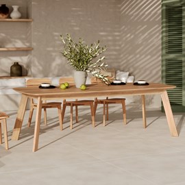 Table de jardin en bois de teck recyclé 10 personnes - lumo