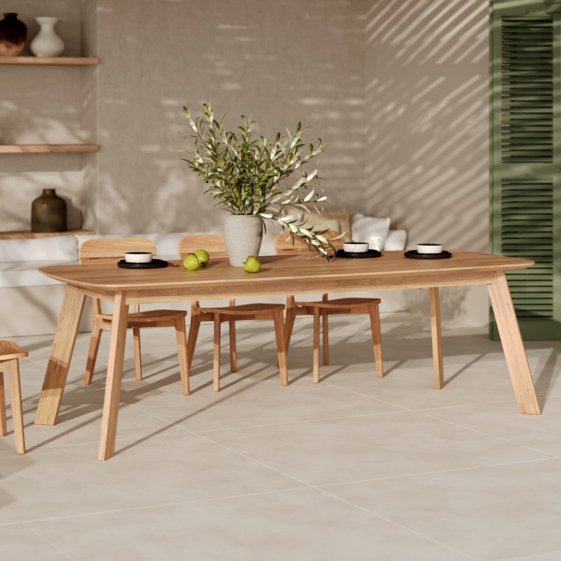 Table de jardin en bois de teck recyclé 10 personnes - lumo