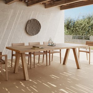 Table de jardin en bois de teck recyclé 10 personnes - molo