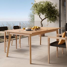 Table de jardin extensible en teck massif 6 à 10 personnes - tunga