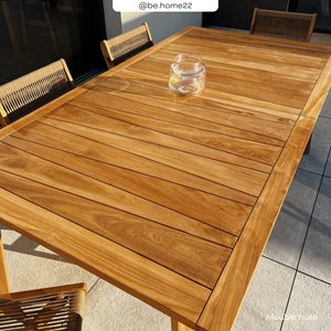 Table de jardin extensible en teck massif 6 à 10 personnes - tunga