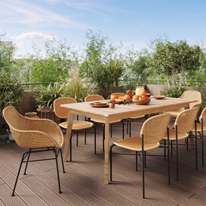 Table de jardin extensible en teck massif 6 à 10 personnes - tunga