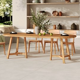 Table de jardin ovale en bois de teck recyclé 10 personnes - bora