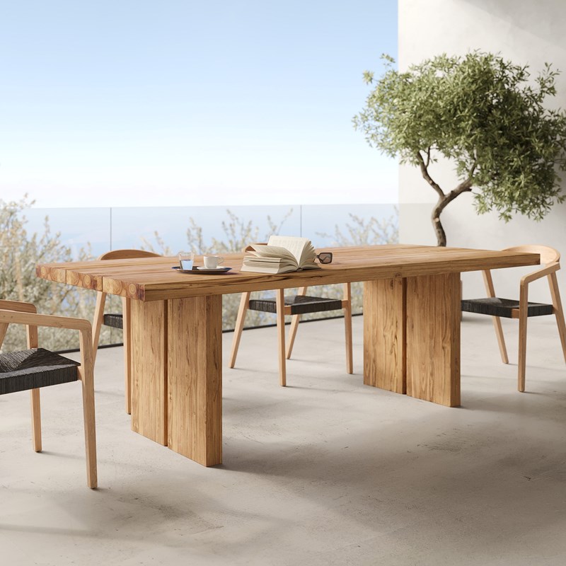 Table de jardin rectangulaire en bois de teck recyclé 10 personnes - siam