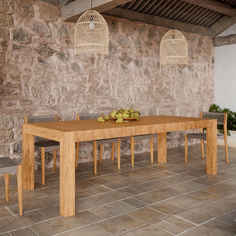 Table de jardin rectangulaire en bois de teck recyclé 10 personnes - zia