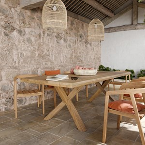 Table de jardin en bois de teck massif 10 personnes - soraya