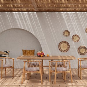 Table de jardin en bois de teck massif 8 personnes - suri