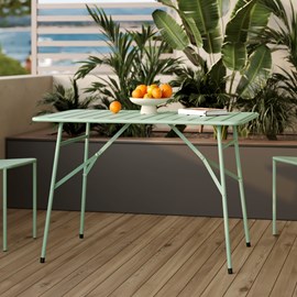 Table de jardin pliante en métal vert clair 4 personnes - yumi
