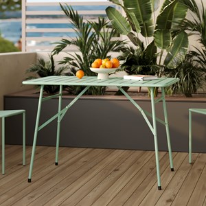 Table de jardin pliante en métal vert clair 4 personnes - yumi