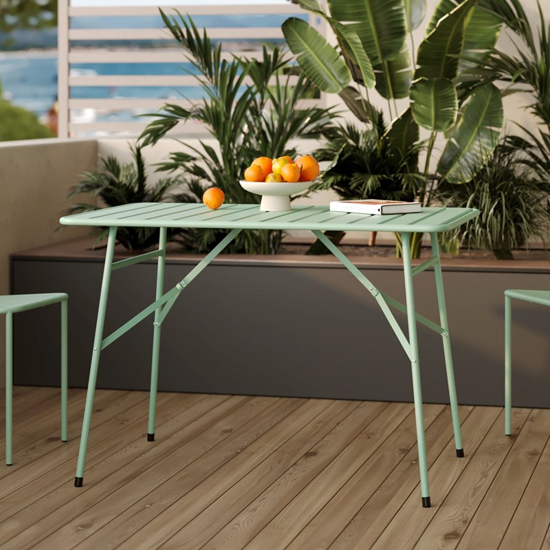 Table de jardin pliante en métal vert clair 4 personnes - yumi