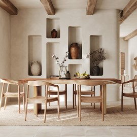 Table rectangulaire 8 personnes en bois de suar 220 cm - tanah