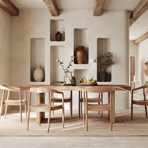 Table rectangulaire 8 personnes en bois de suar 220 cm - tanah