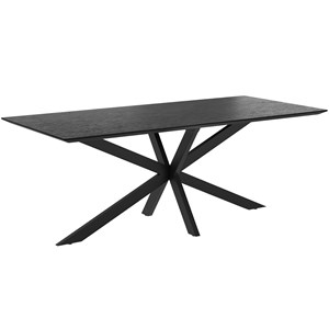 Table rectangulaire 8 personnes en bois de teck recyclé noir 220 cm - marvel