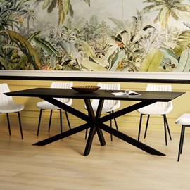 Table rectangulaire 10 personnes en bois de teck recyclé noir 240 cm - marvel