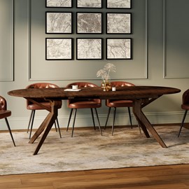 Table extensible en bois d'hévéa massif foncé 6 à 10 personnes - oli