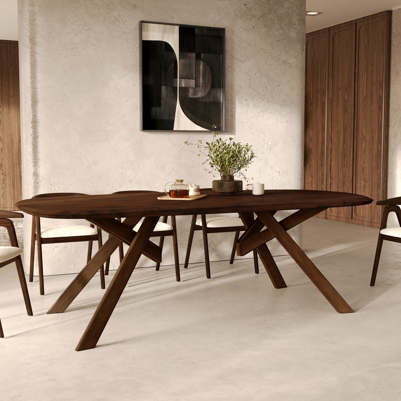 Rendez-vous Déco - Table rectangulaire en bois d'hévéa massif foncé 8 personnes - merlin