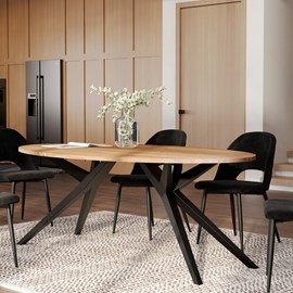 Table ovale 8 personnes en bois d'acacia et pieds en métal 200 cm - matara