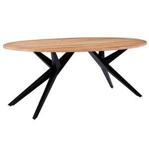 Table ovale 8 personnes en bois d'acacia et pieds en métal 200 cm - matara