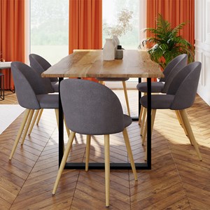 Table rectangulaire 8 personnes en bois d'acacia et métal  200 cm - joko