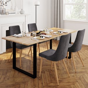 Table rectangulaire 8 personnes en bois d'acacia et métal  200 cm - joko