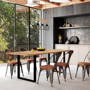 Table rectangulaire 8 personnes en bois d'acacia et métal  220 cm - joko