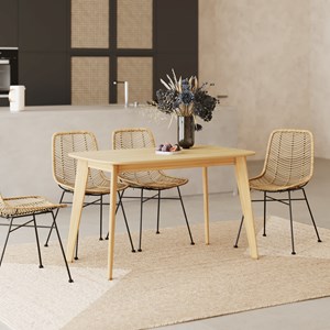 Table rectangulaire 4 personnes en bois clair 120 cm - oman