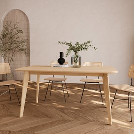 Table rectangulaire 6 personnes en bois clair 150 cm - oman