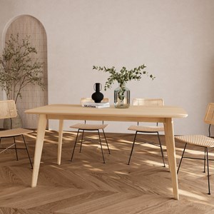 Table rectangulaire 6 personnes en bois clair 150 cm - oman