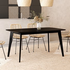 Table rectangulaire 6 personnes en bois noir 150 cm - oman