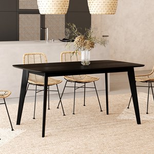 Table rectangulaire 6 personnes en bois noir 150 cm - oman