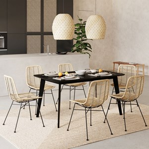 Table rectangulaire 6 personnes en bois noir 150 cm - oman