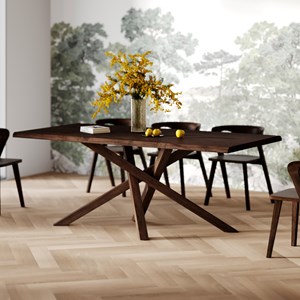 Table rectangulaire en bois d'hévéa massif foncé 8 personnes - robin