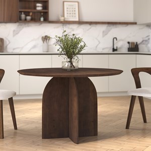 Table ronde en bois de manguier 4 places - caïpi