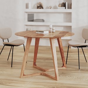 Table ronde 4 personnes en bois d'acacia d115 cm - iguana
