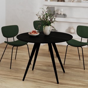 Table ronde 4 personnes en bois de frêne plaqué noir d105 cm - liwa