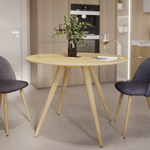 Table ronde 4 personnes en bois clair naturel d105 cm - liwa