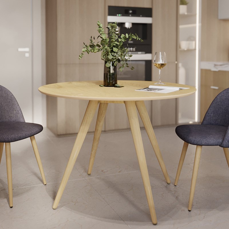 Table ronde 4 personnes en bois clair naturel d105 cm - liwa