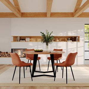 Table ronde 6 personnes en bois d'acacia et métal 140 cm - moorea